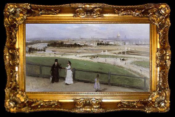 framed  Berthe Morisot Face on Paris from Trocadero, ta009-2
